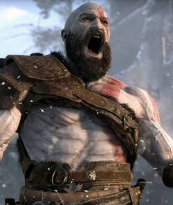 Kratos raging in a cutscene from God of War Ragnarok. 